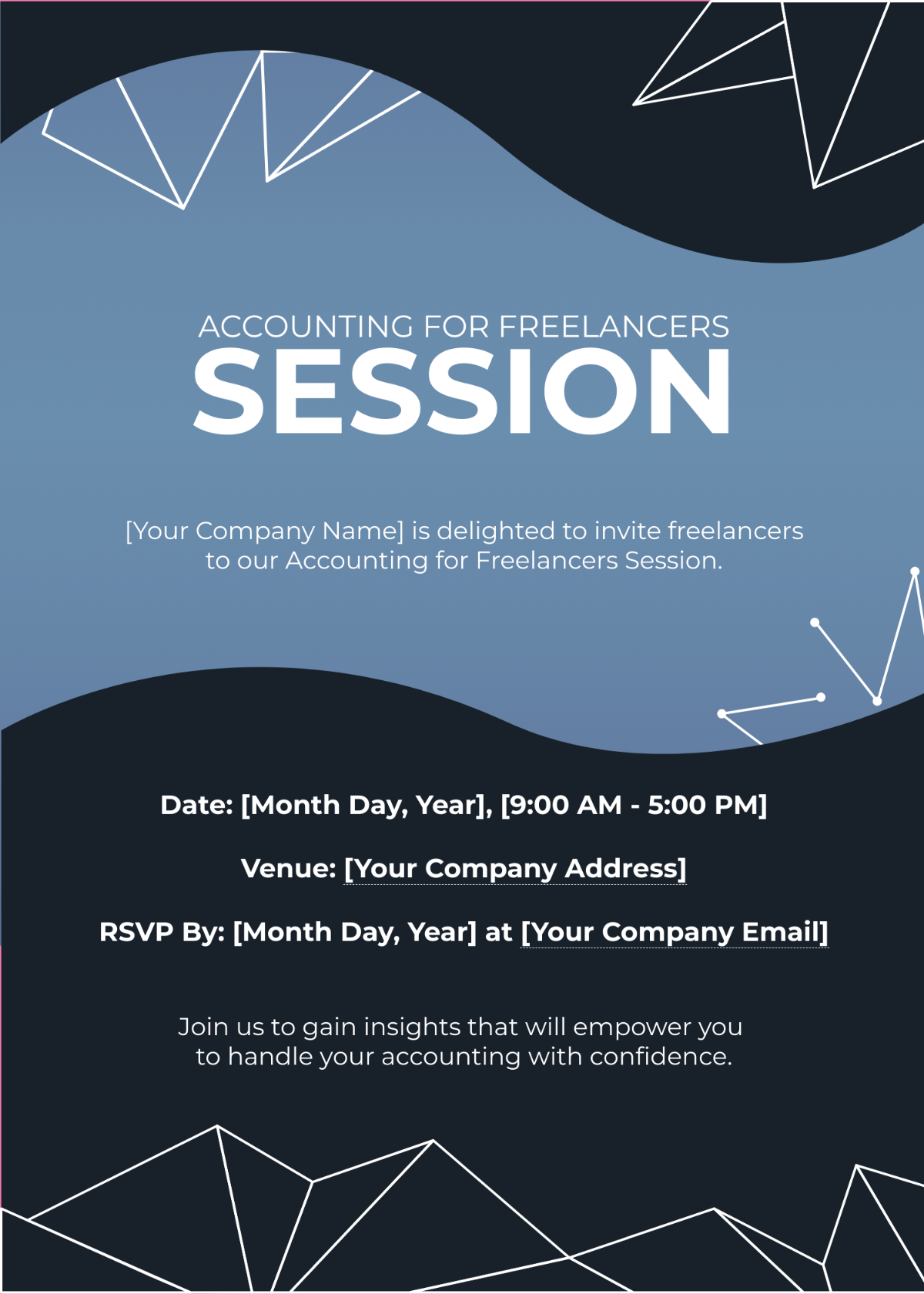 Free Accounting for Freelancers Session Invitation Card Template to Edit Online