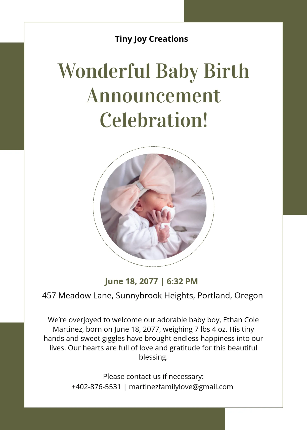 Baby Birth Announcement Template