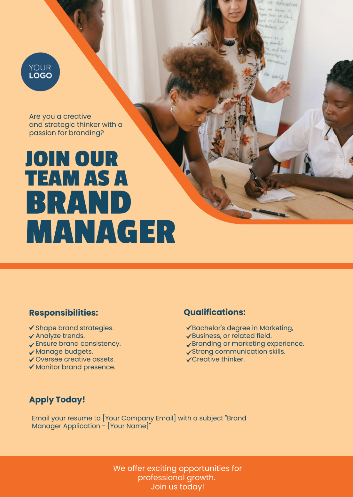 Free Brand Manager Job Ad Template to Edit Online