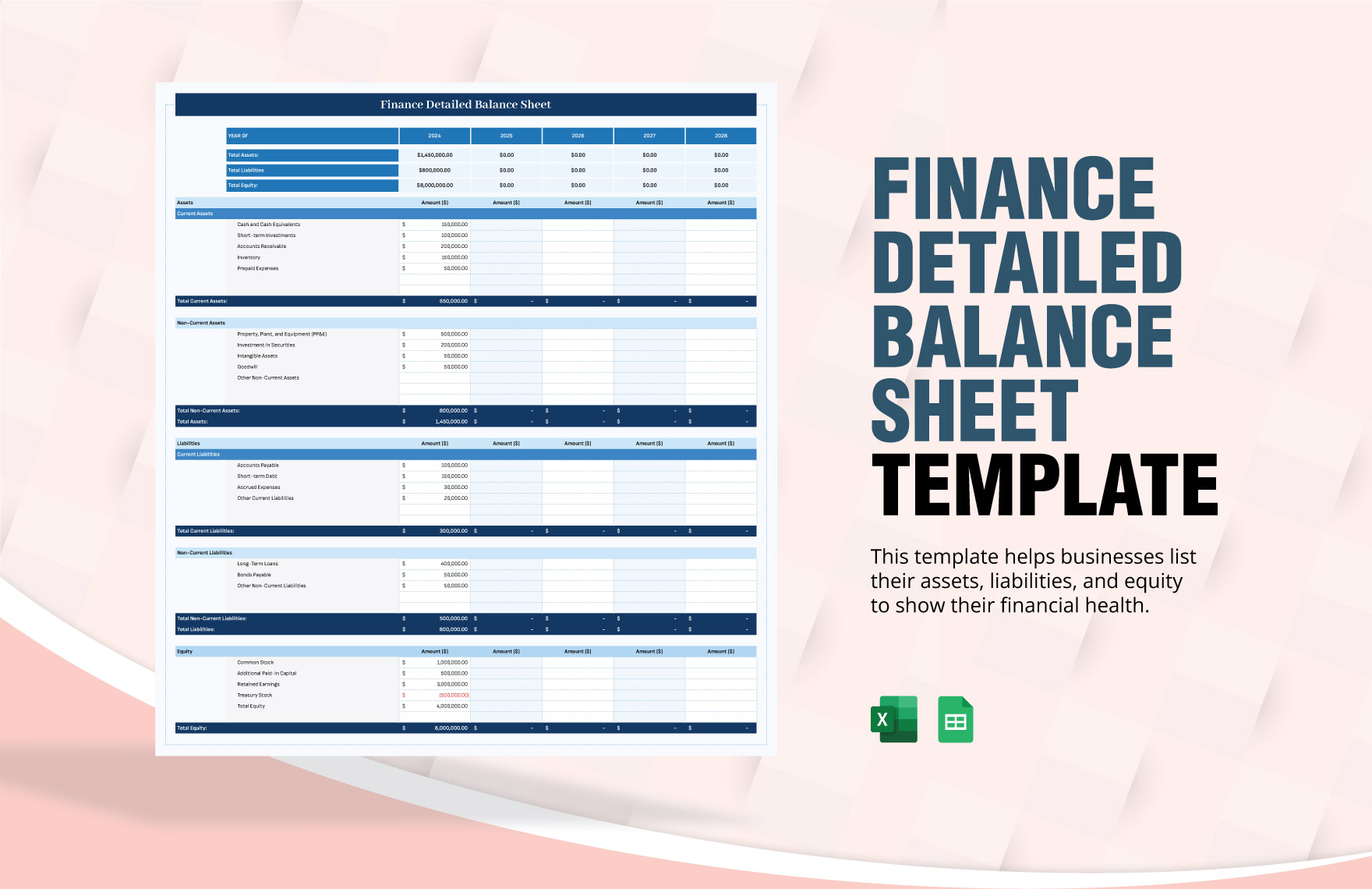 Finance Detailed Balance Sheet Template in Excel, Google Sheets - Download | Template.net
