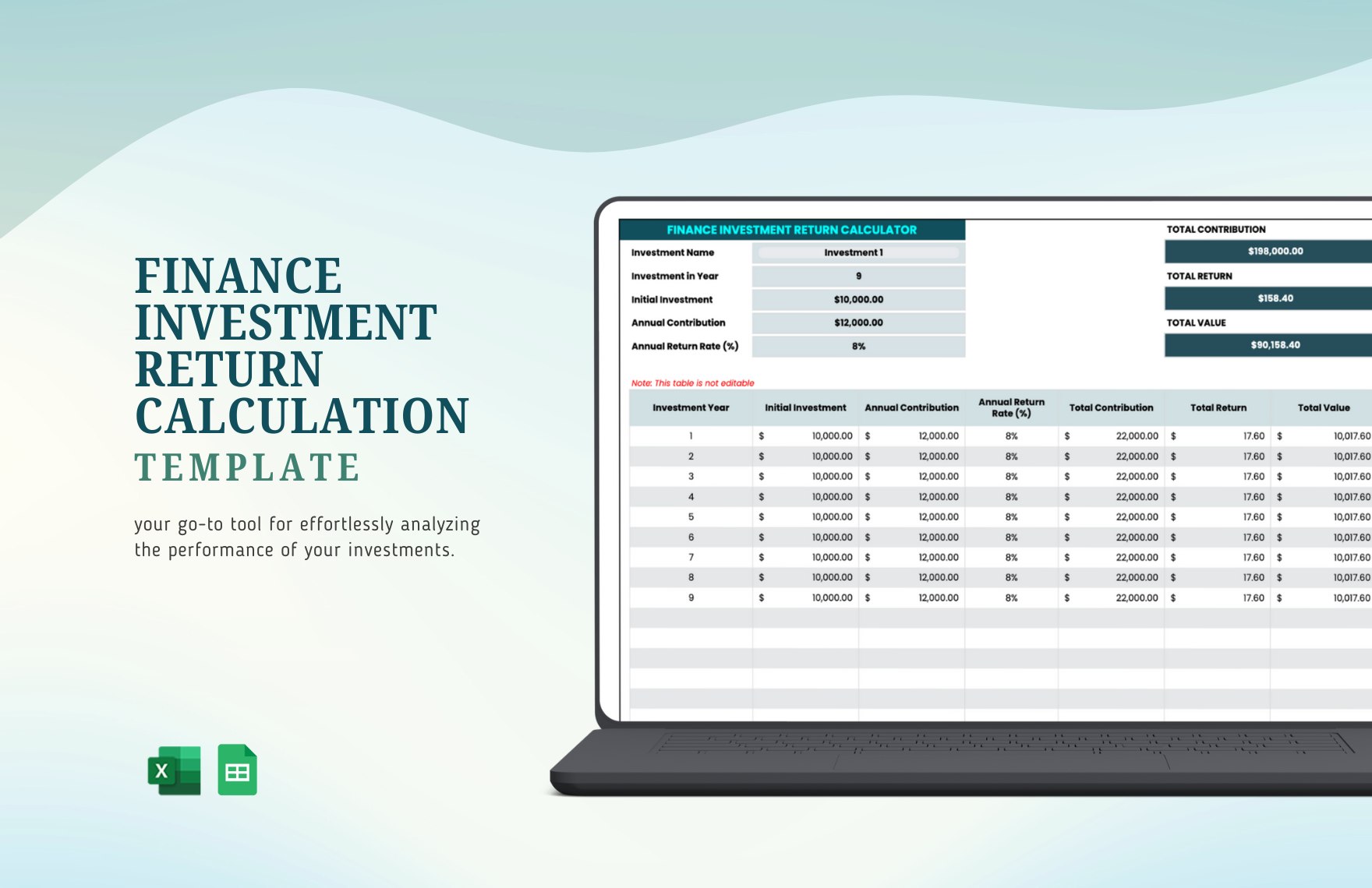 Finance Investment Return Calculation Template in Excel, Google Sheets - Download | Template.net