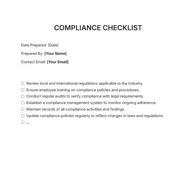 Free AI Compliance Checklist Generator, Compliance Checklist Maker Tool