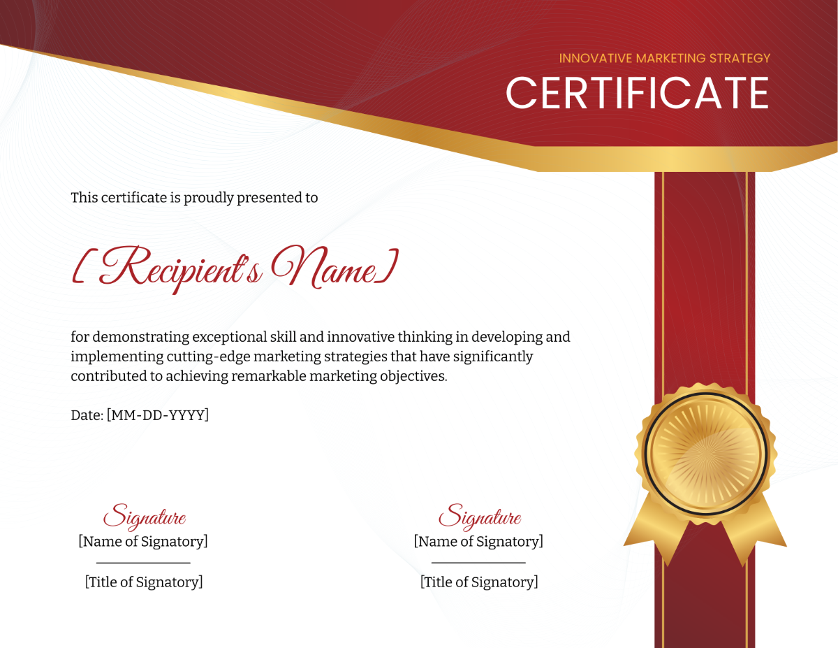 Free Innovative Marketing Strategy Certificate Template to Edit Online