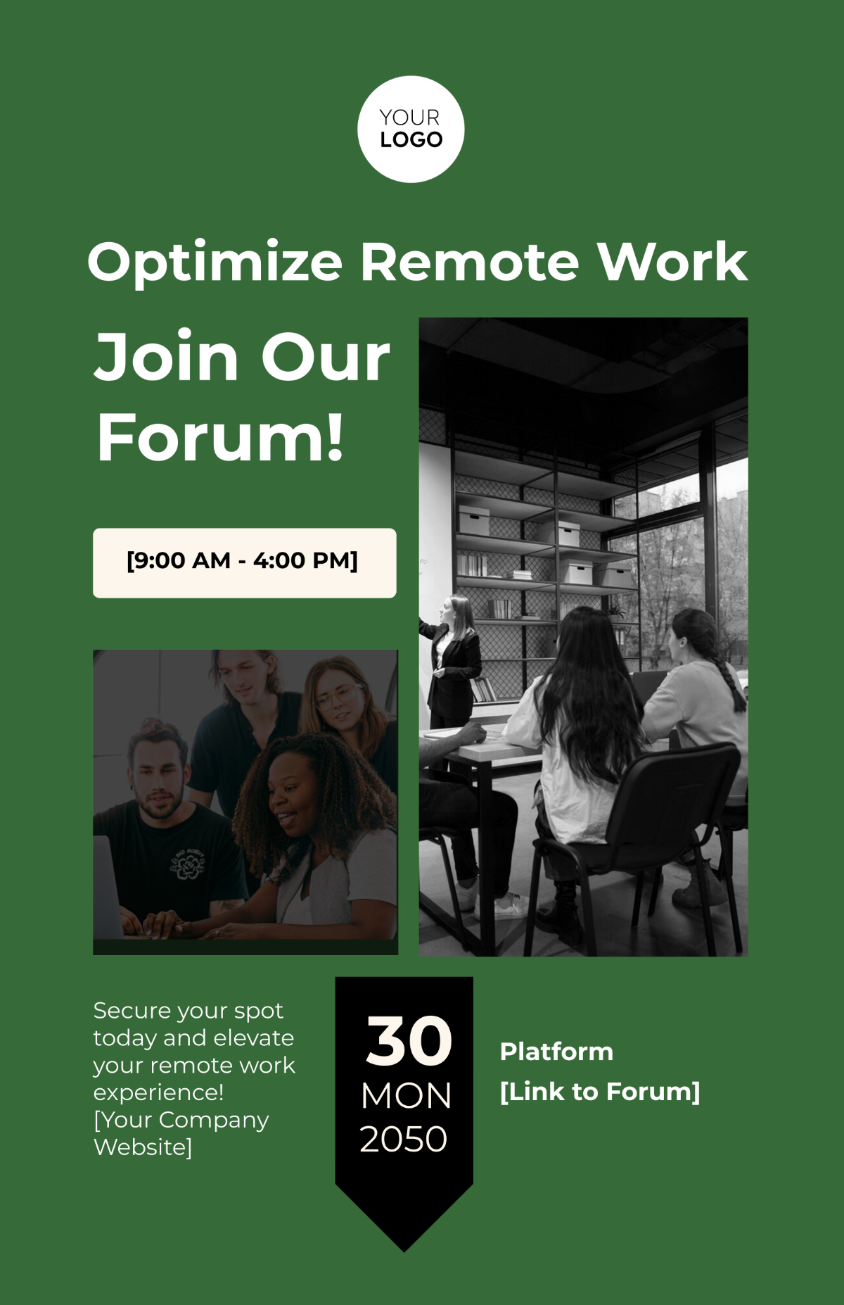 Free Remote Work Best Practices Forum Poster Template to Edit Online