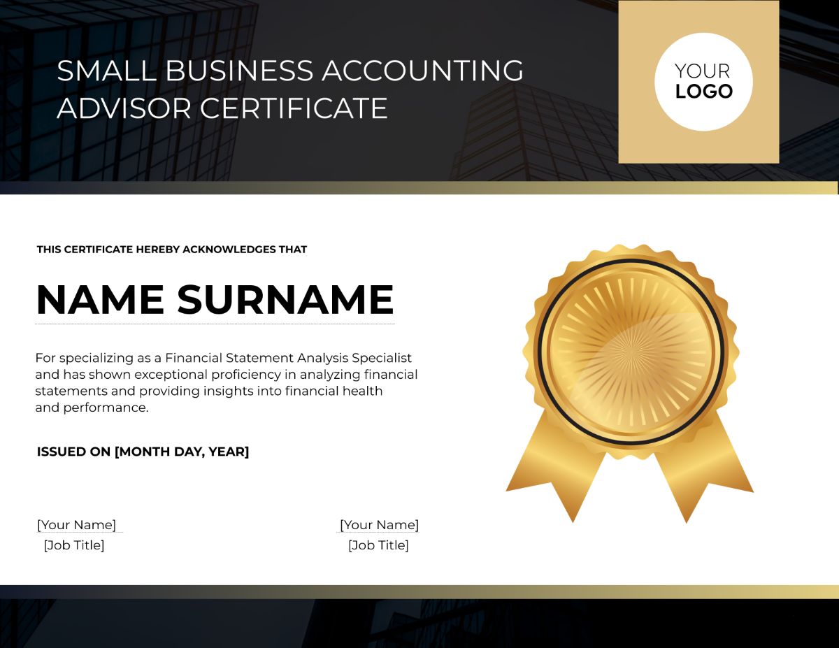 Free Small Business Accounting Advisor Certificate Template to Edit Online