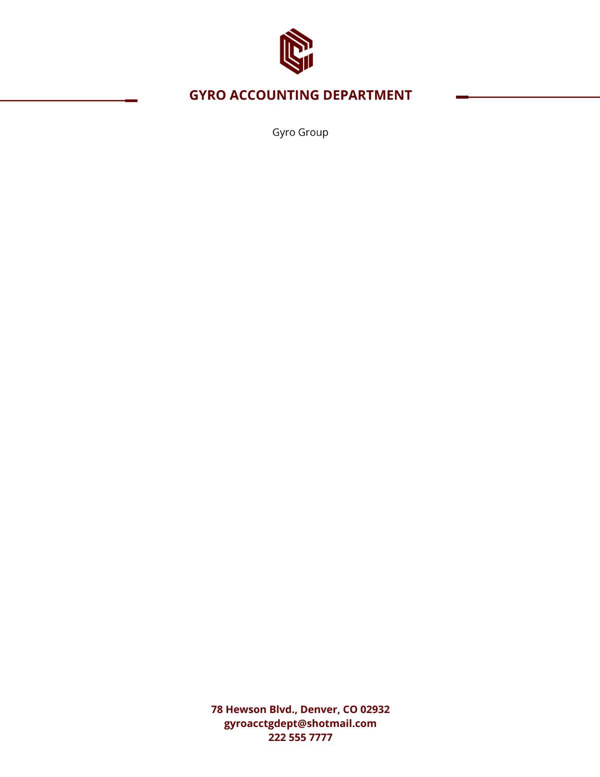 Free Accounting Department Letterhead Template to Edit Online