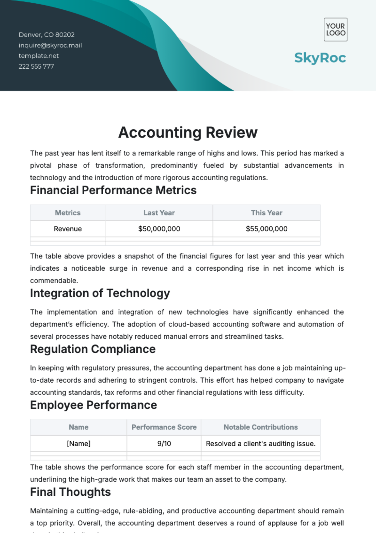 Free Accounting Review Template to Edit Online