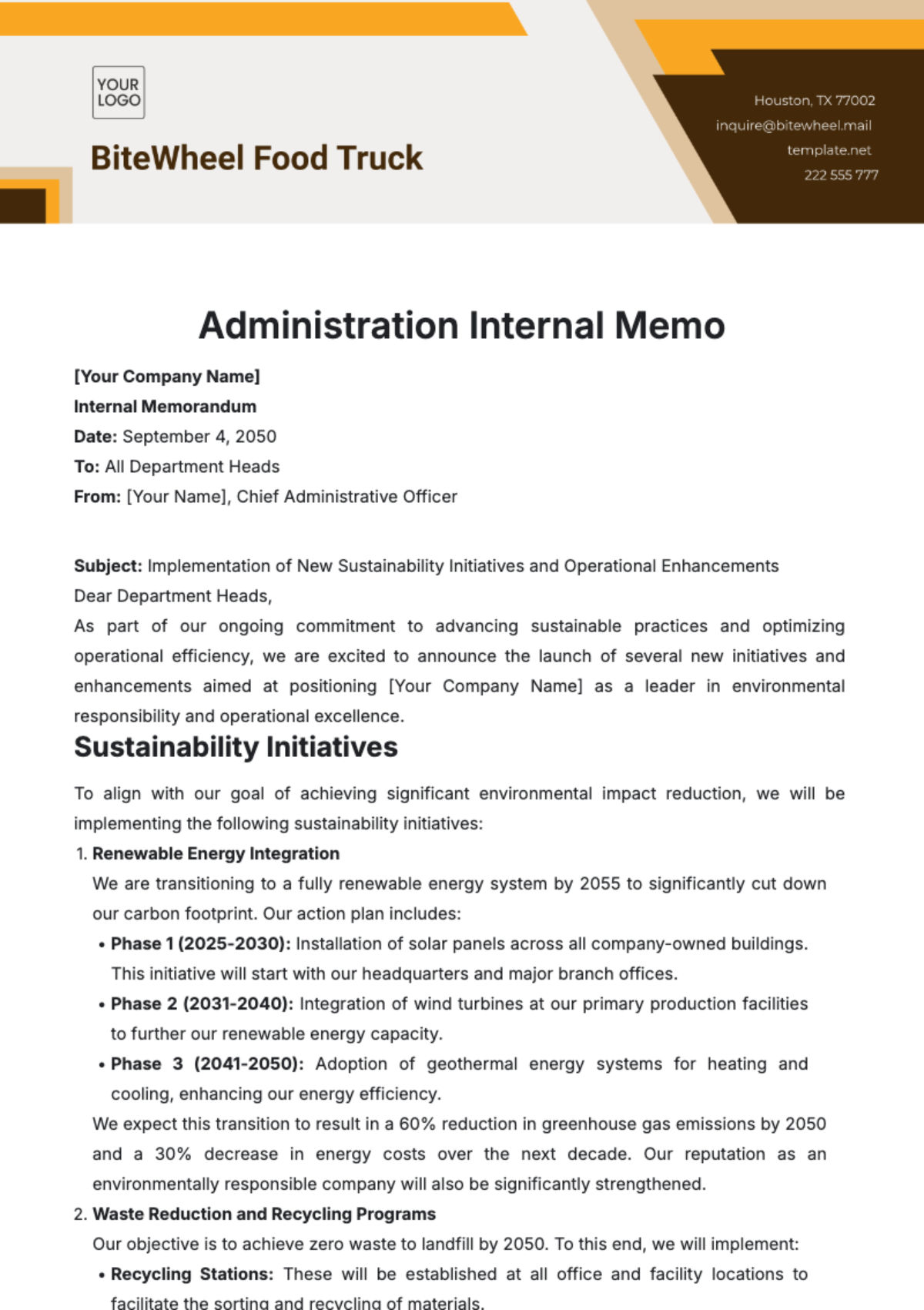 Free Administration Internal Memo Template to Edit Online