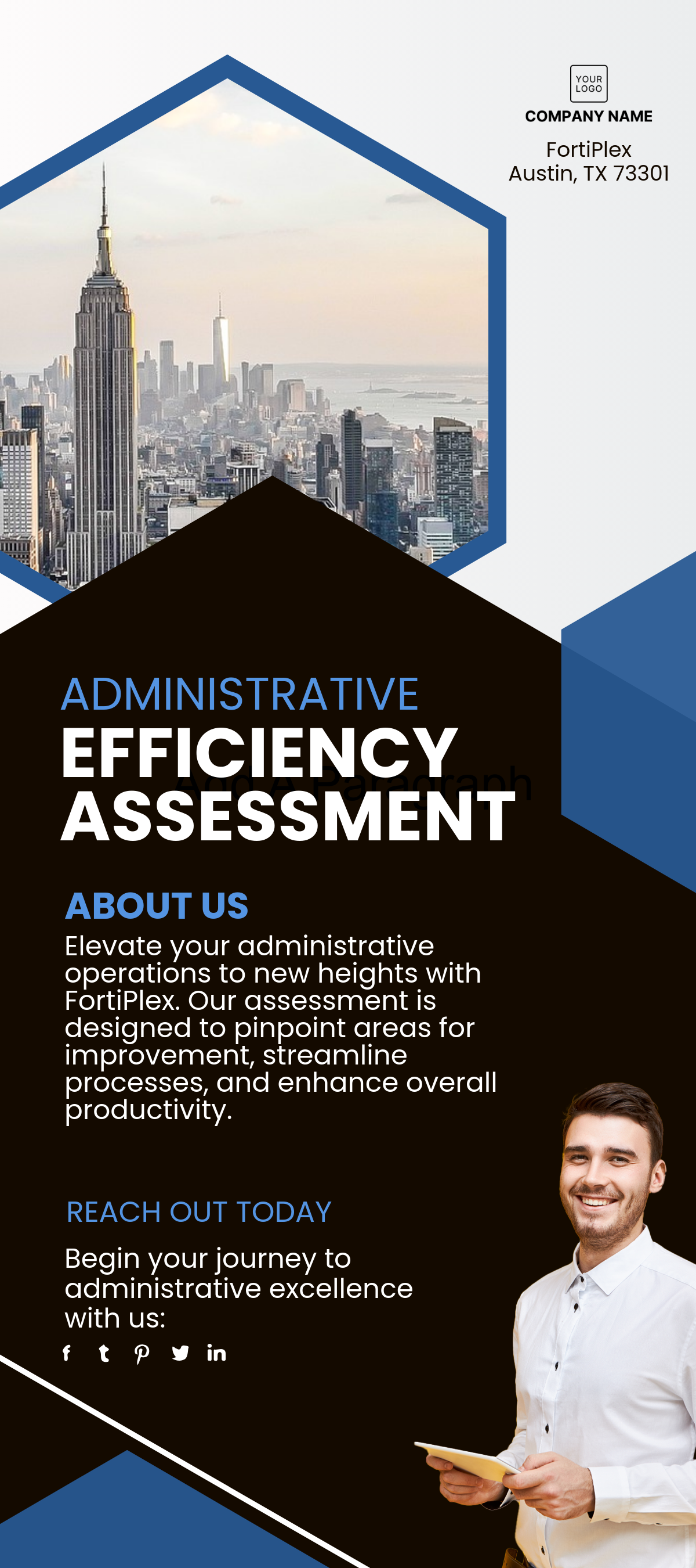 Free Administrative Efficiency Assessment Rack Card Template to Edit Online