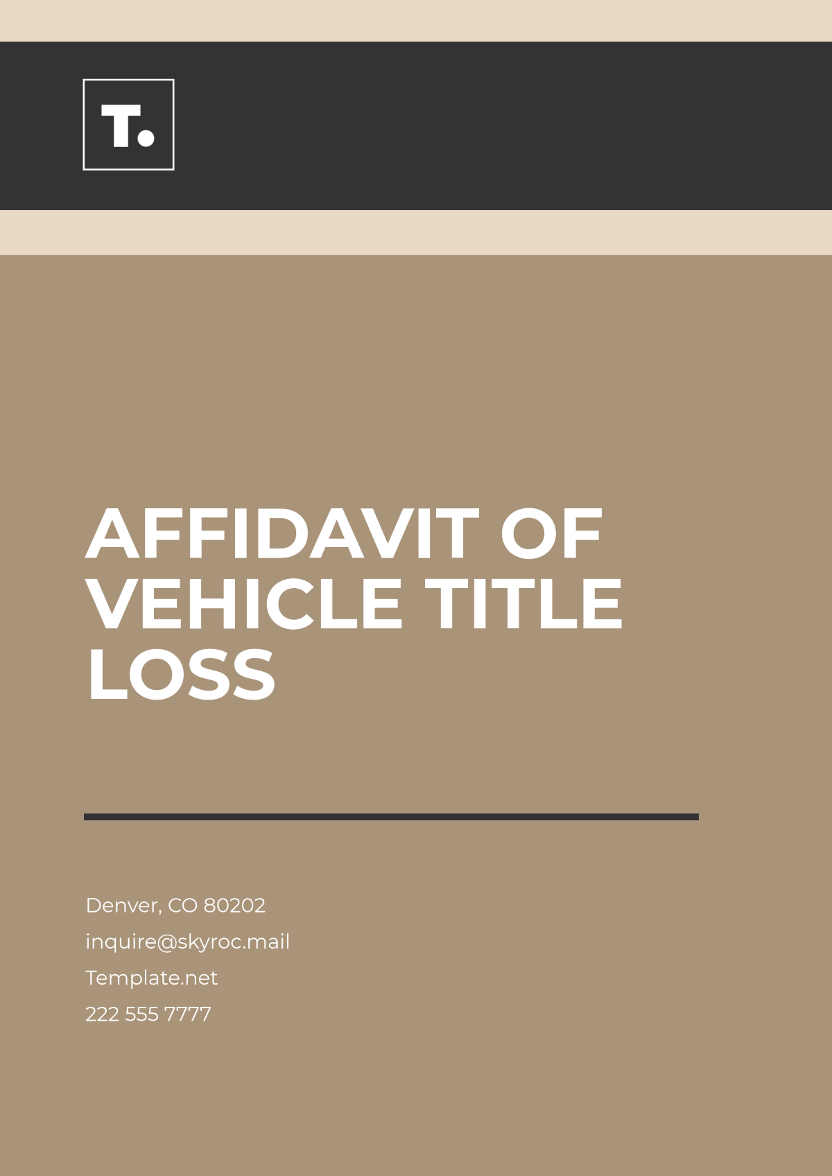 Affidavit Of Vehicle Title Loss Template