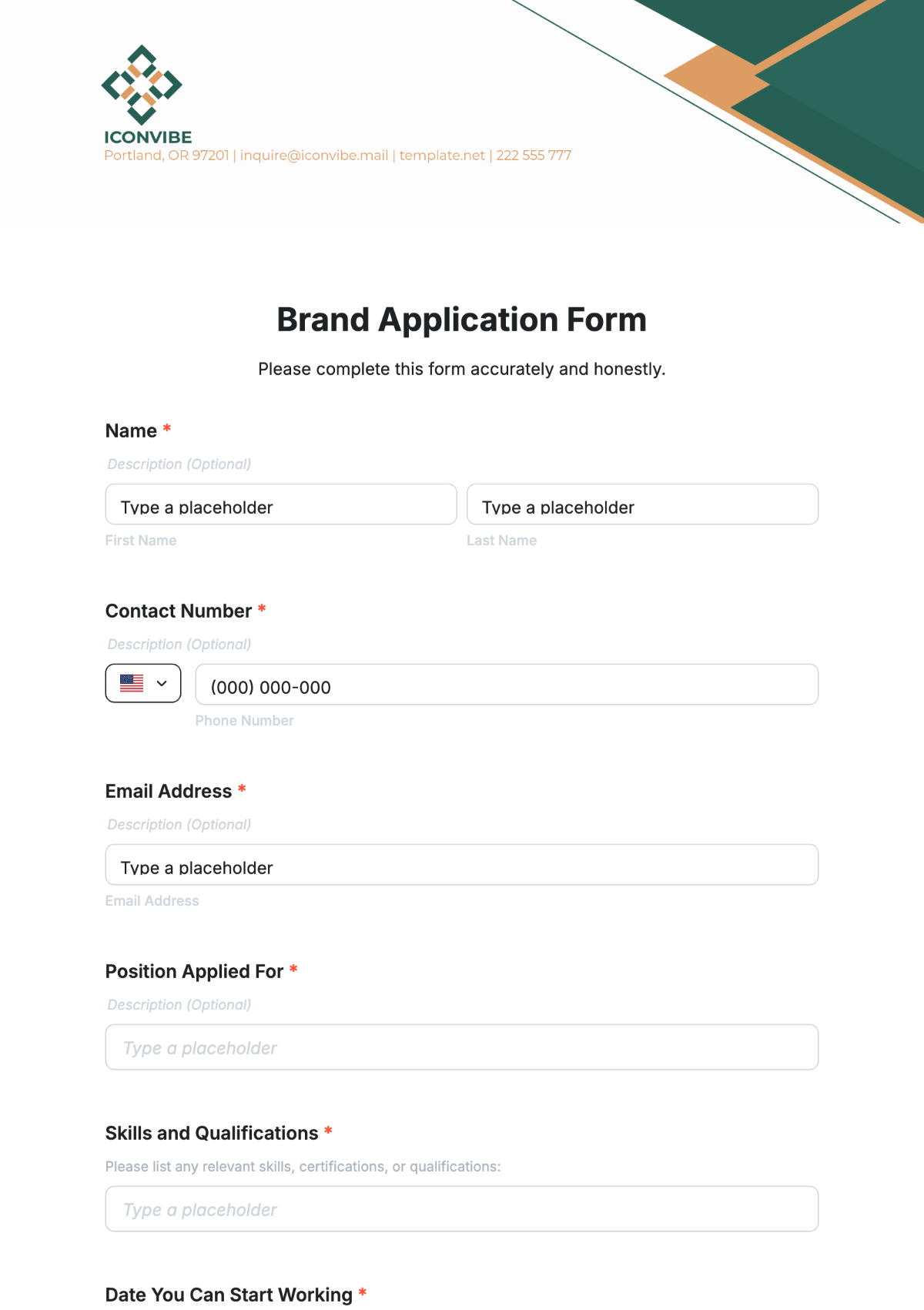 Free Brand Application Form Template to Edit Online