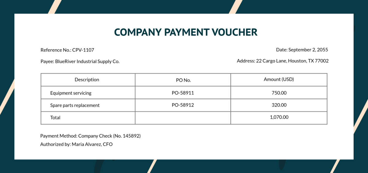 Free Company Payment Voucher Template