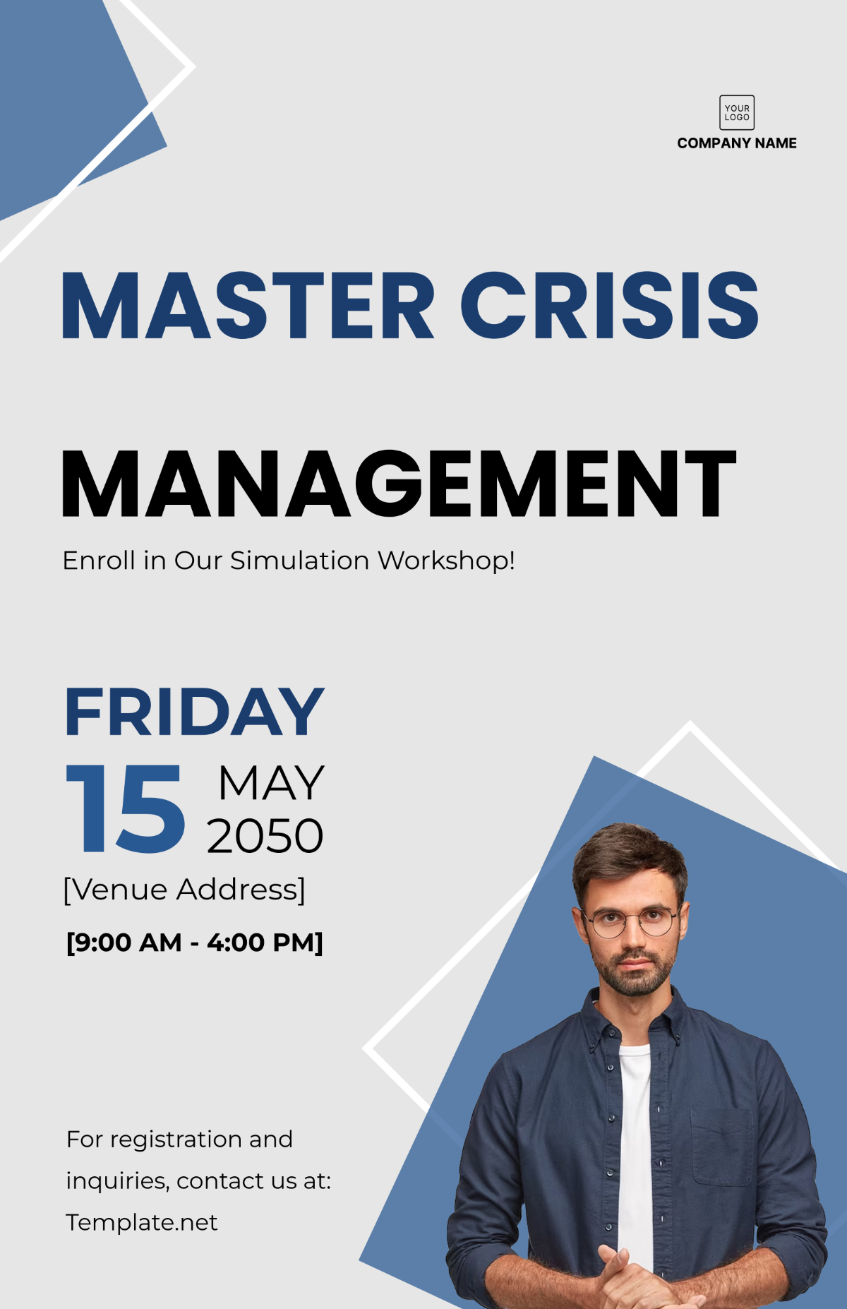 Free Crisis Management Simulation Workshop Poster Template to Edit Online