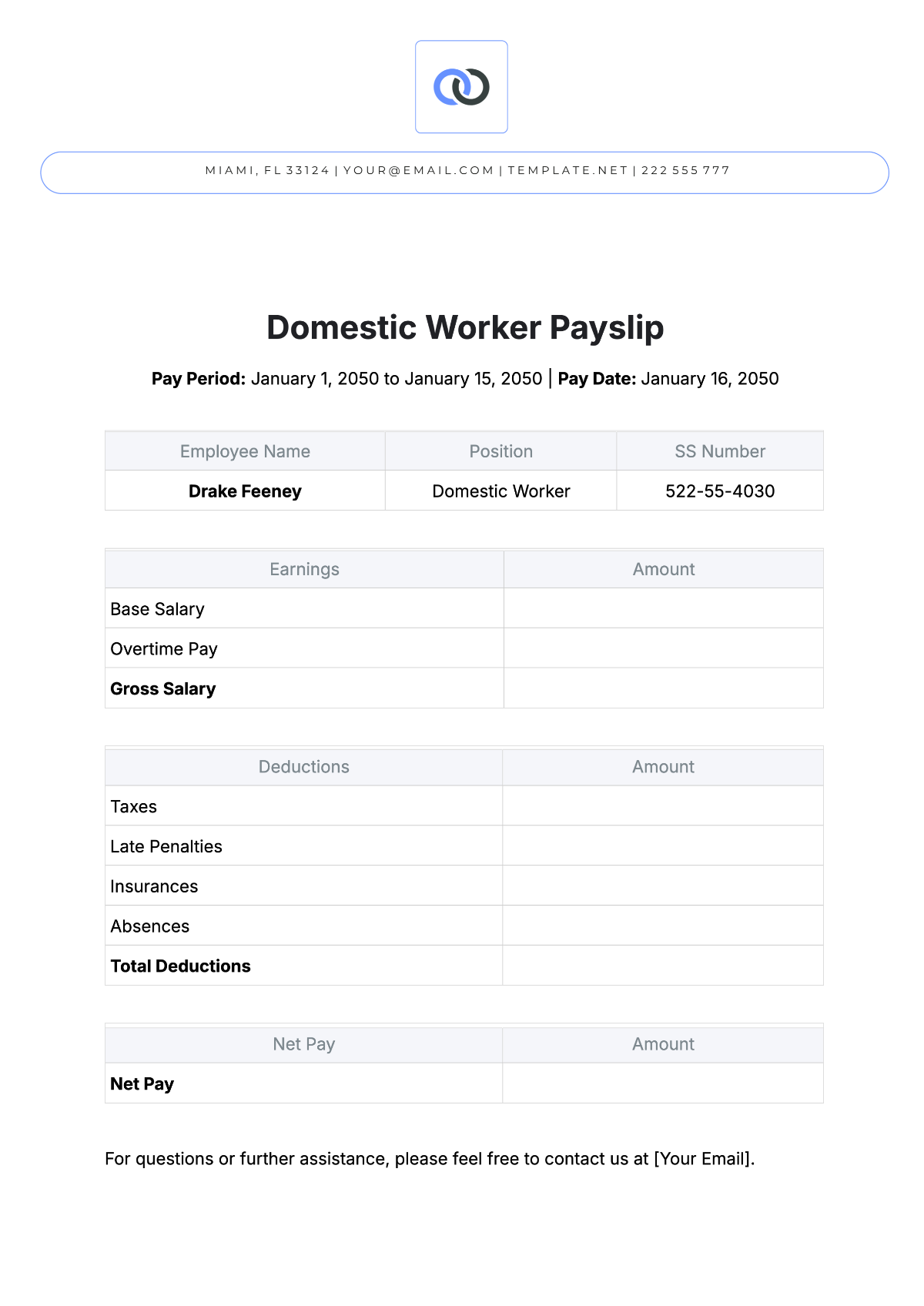 Domestic Worker Payslip Template