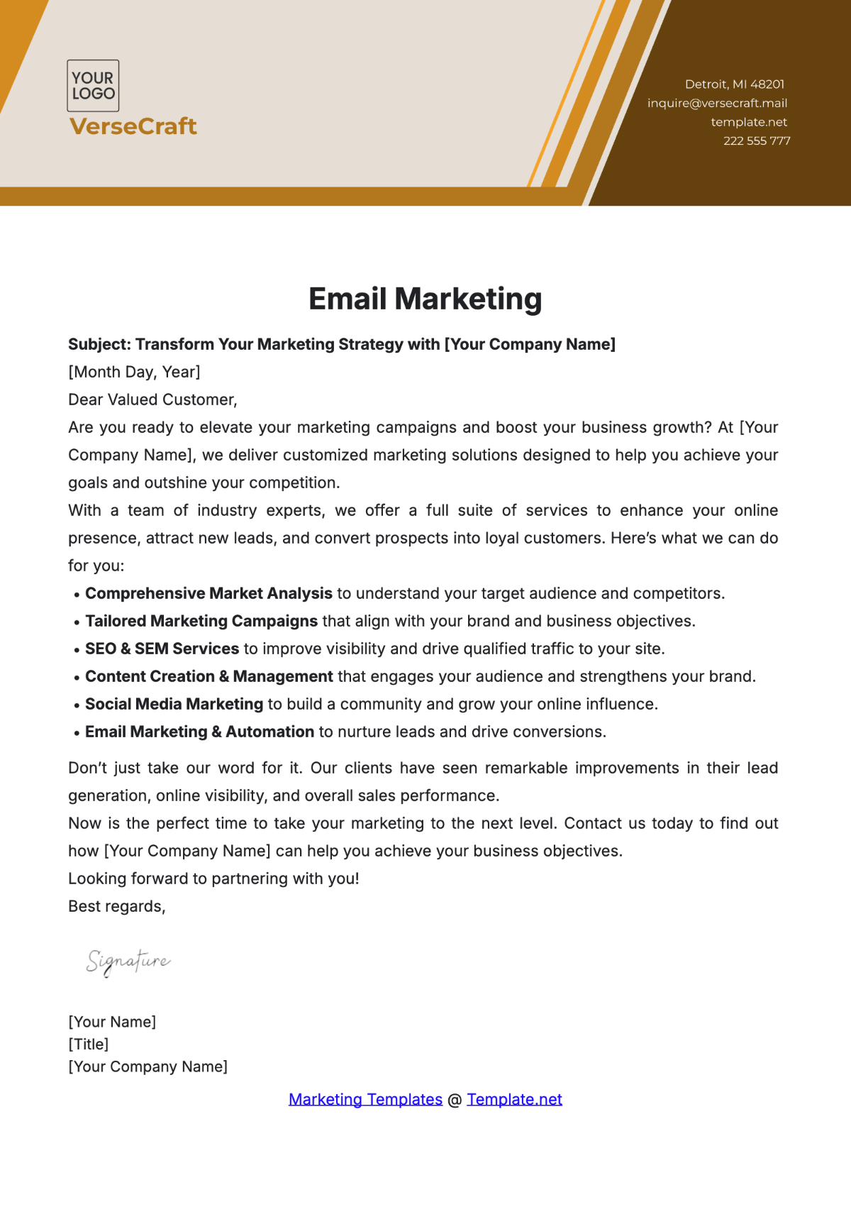 Free Email Marketing Template to Edit Online