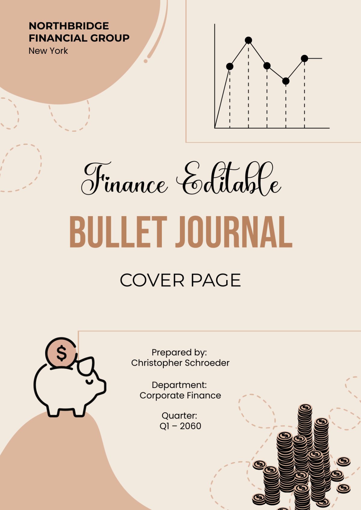 Free Finance Editable Bullet Journal Cover Template to Edit Online