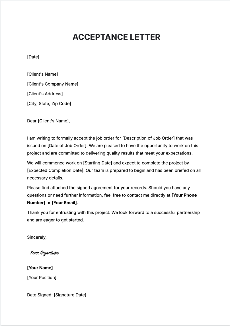 Free AI Acceptance Letter Generator, Acceptance Letter Maker Online Tool