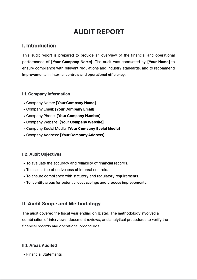 Free AI Audit Report Generator, Free Audit Report Maker Online Tool