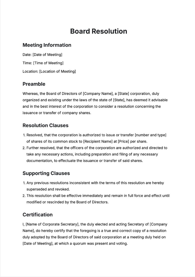 Free AI Board Resolution Generator, Free Board Resolution Maker Online Tool