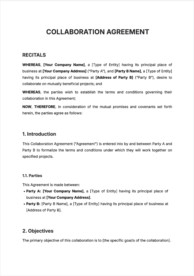 Free AI Collaboration Agreement Generator, Collaboration Agreement Maker Tool