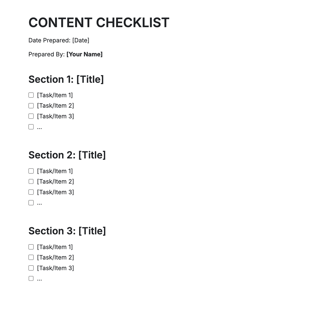 Free AI Content Checklist Generator, Free Content Checklist Maker Tool