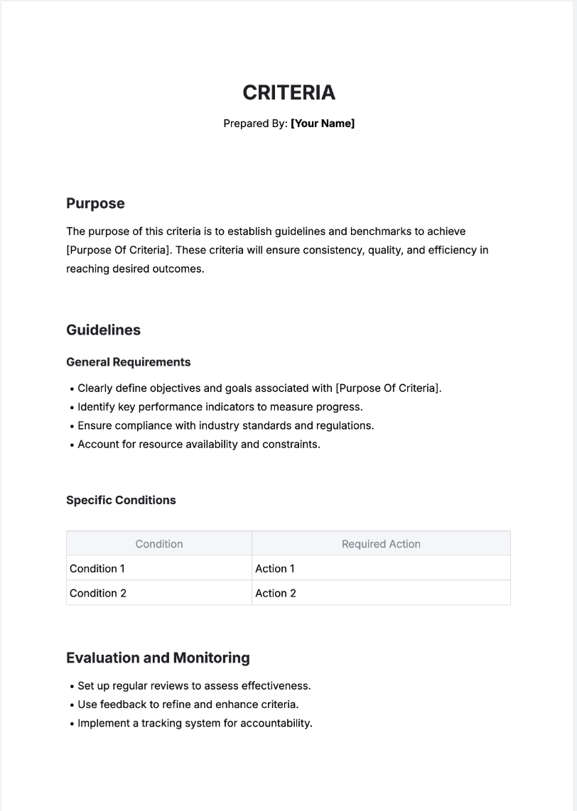 Free AI Criteria Generator, Free Criteria Maker Online Tool