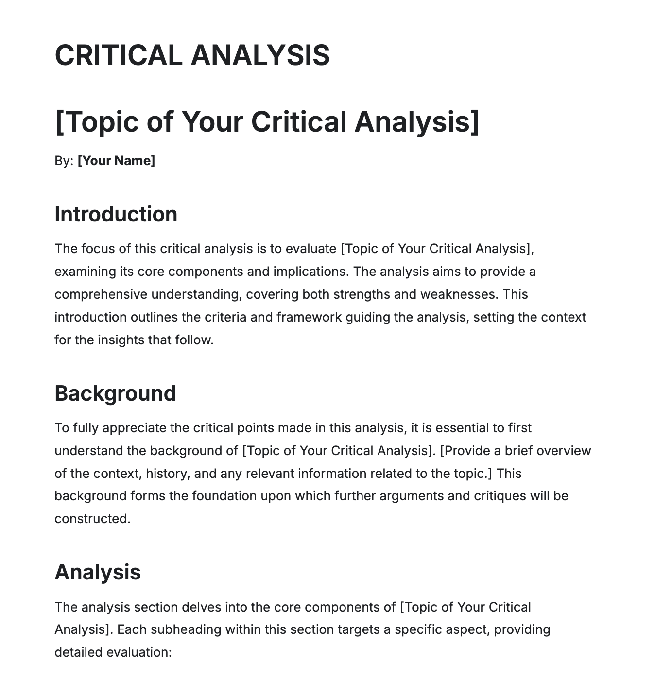 Free AI Critical Analysis Generator, Free Critical Analysis Maker Online Tool