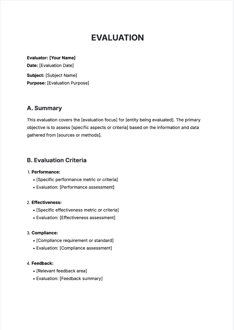 Free AI Evaluation Generator, Free Evaluation Maker Online Tool