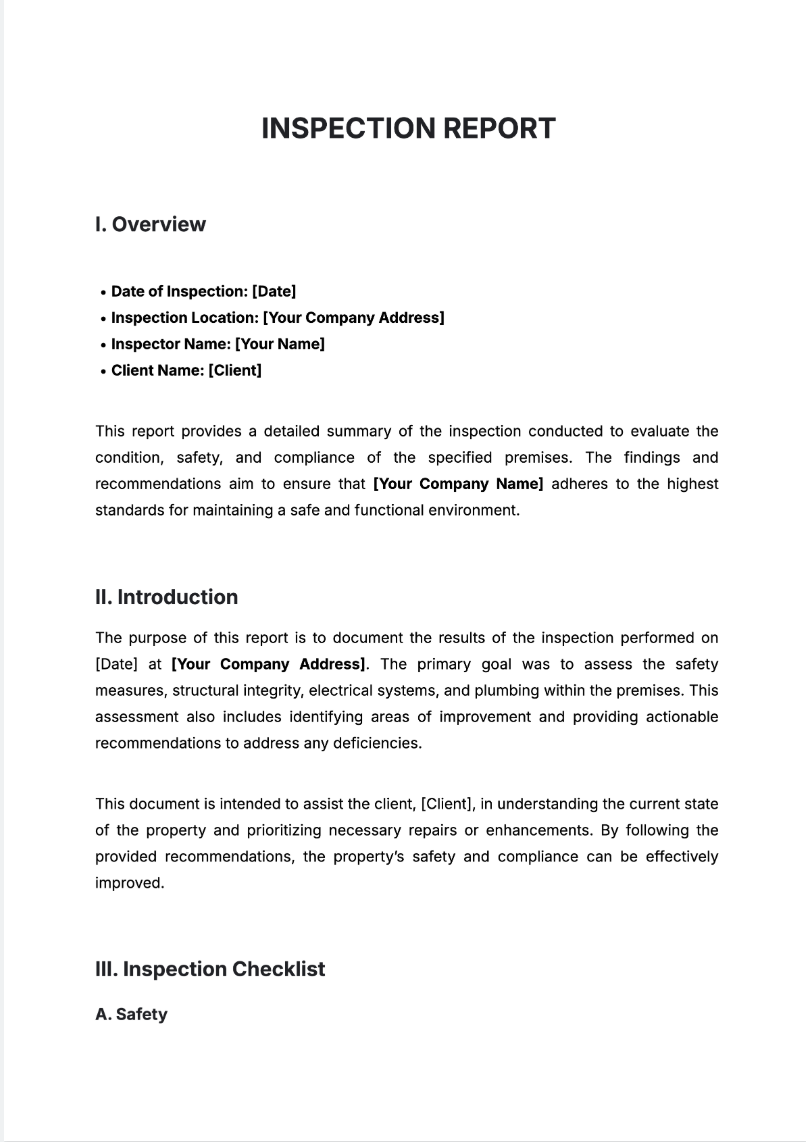 Free AI Inspection Report Generator, Free Inspection Report Maker Online Tool