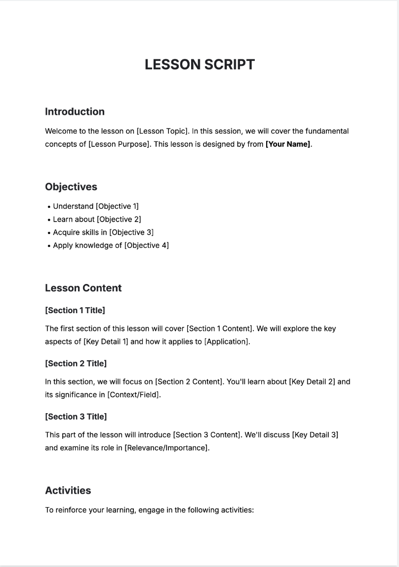 Free AI Lesson Script Generator, Free Lesson Script Maker Online Tool