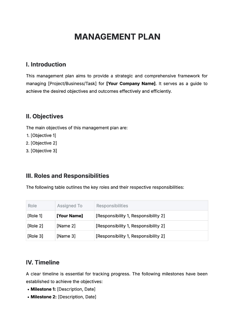 Free AI Management Plan Generator, Free Management Plan Maker Online Tool