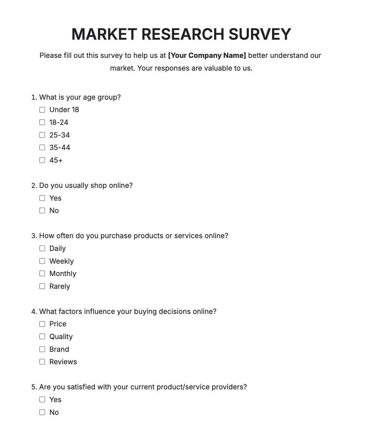 Free AI Market Research Survey Generator, Market Research Survey Maker Tool