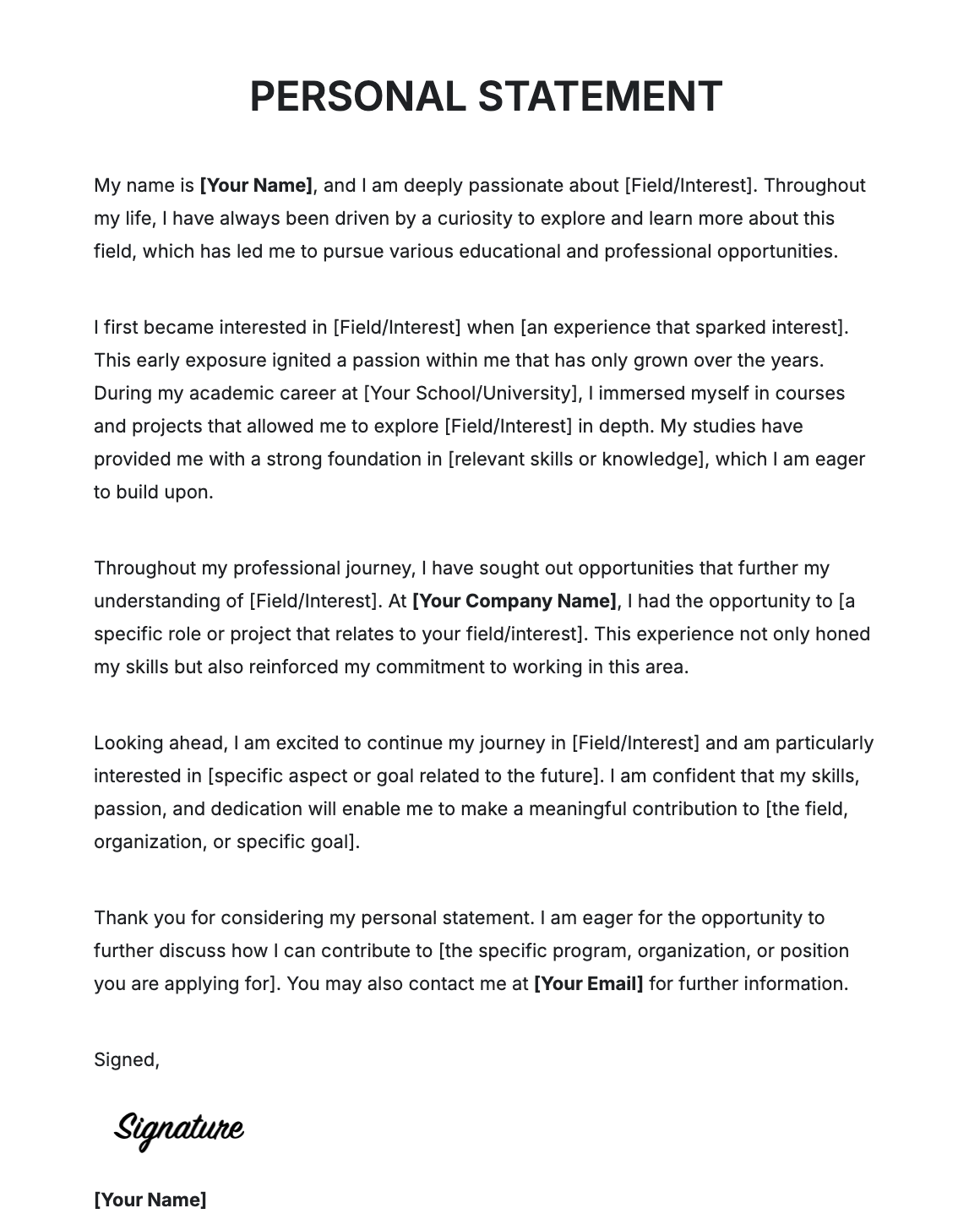 Free AI Personal Statement Generator, Personal Statement Maker Online Tool