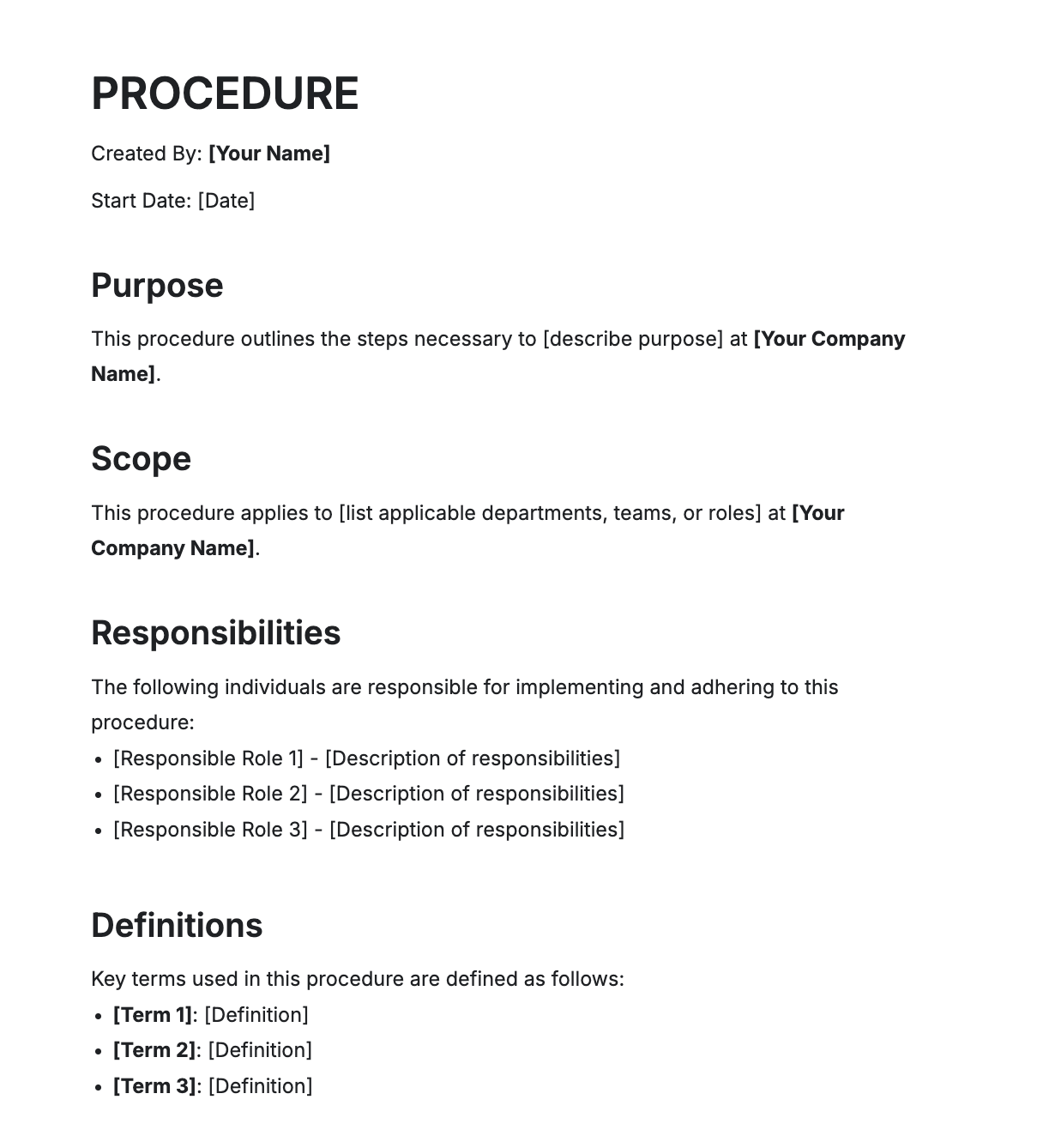 Free AI Procedure Generator, Free Procedure Maker Online Tool