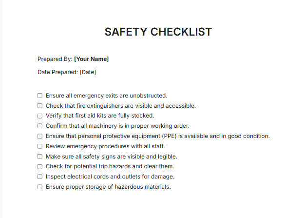 Free AI Safety Checklist Generator, Maker Online Tool