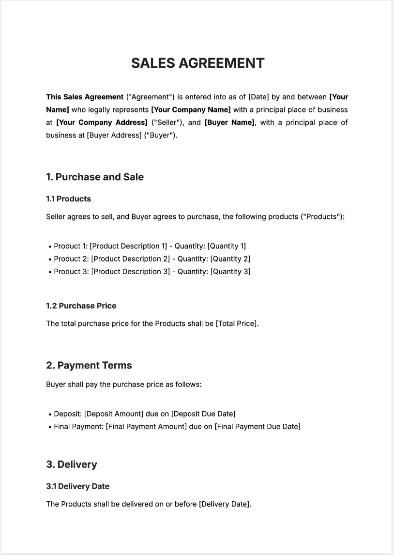 Free AI Sales Agreement Generator, Free Sales Agreement Maker Online Tool