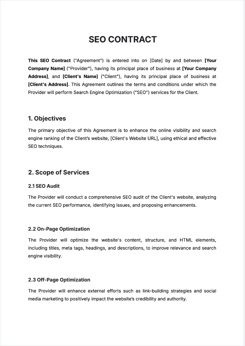 Free AI SEO Contract Generator, Free SEO Contract Maker Online Tool