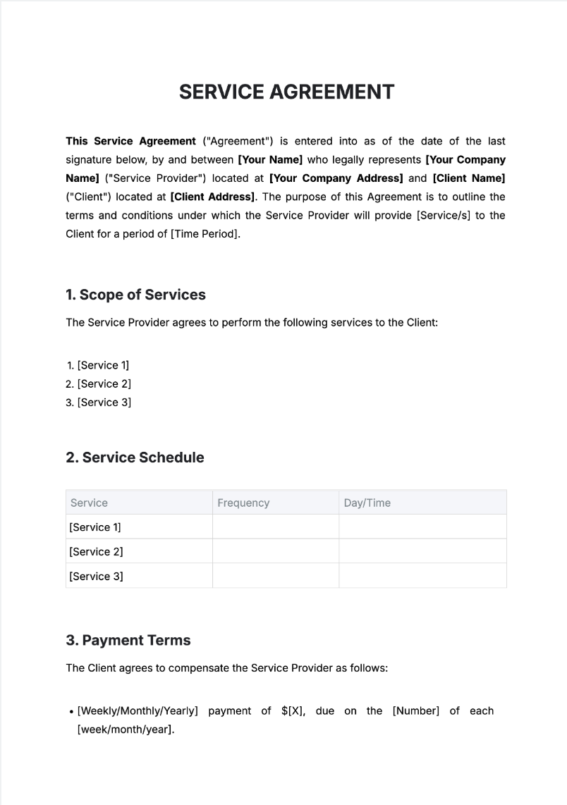 Free AI Service Agreement Generator, Free Service Agreement Maker Tool