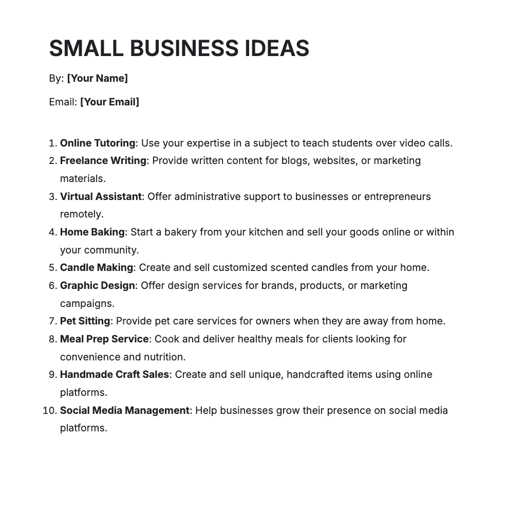 Free AI Small Business Ideas Generator, Maker Online Tool