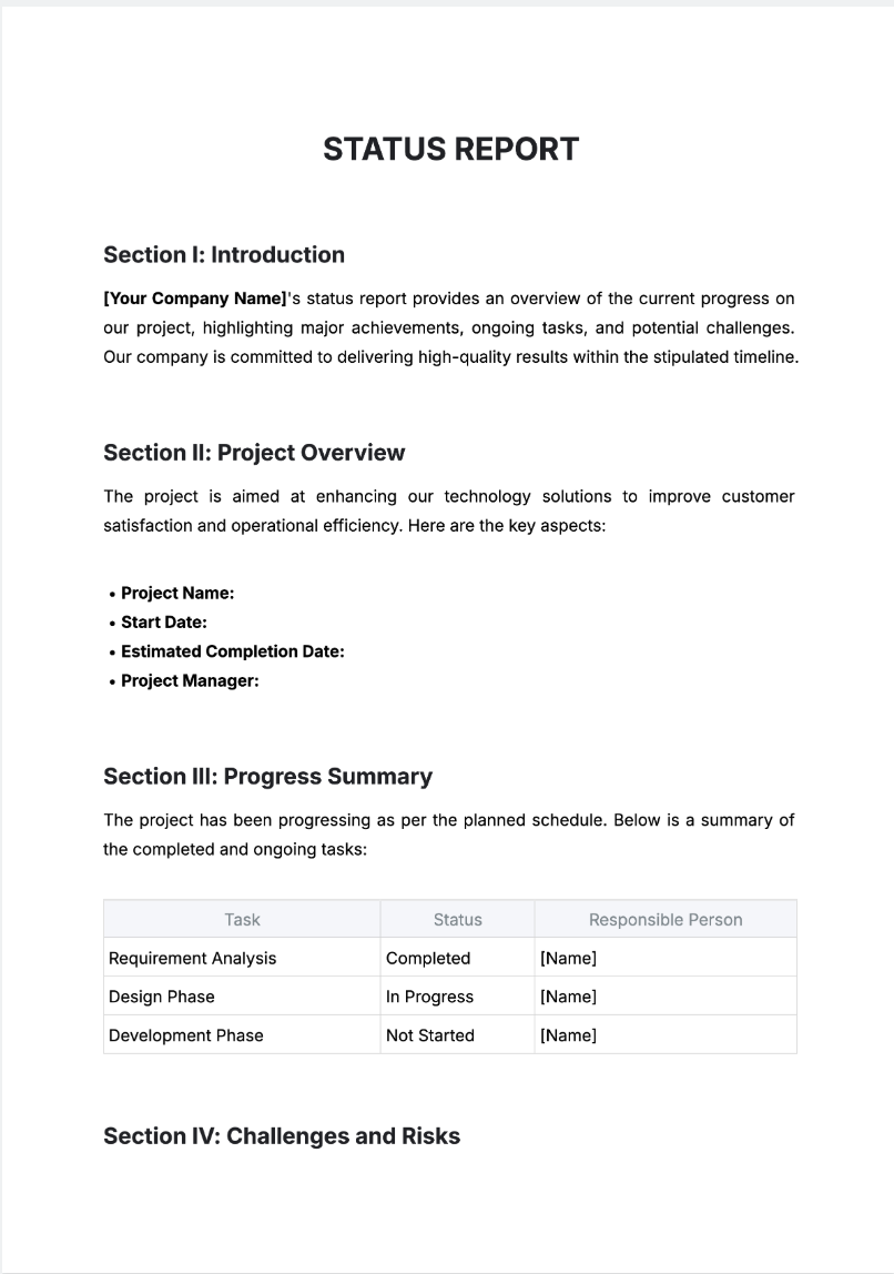 Free AI Status Report Generator, Free Status Report Maker Online Tool