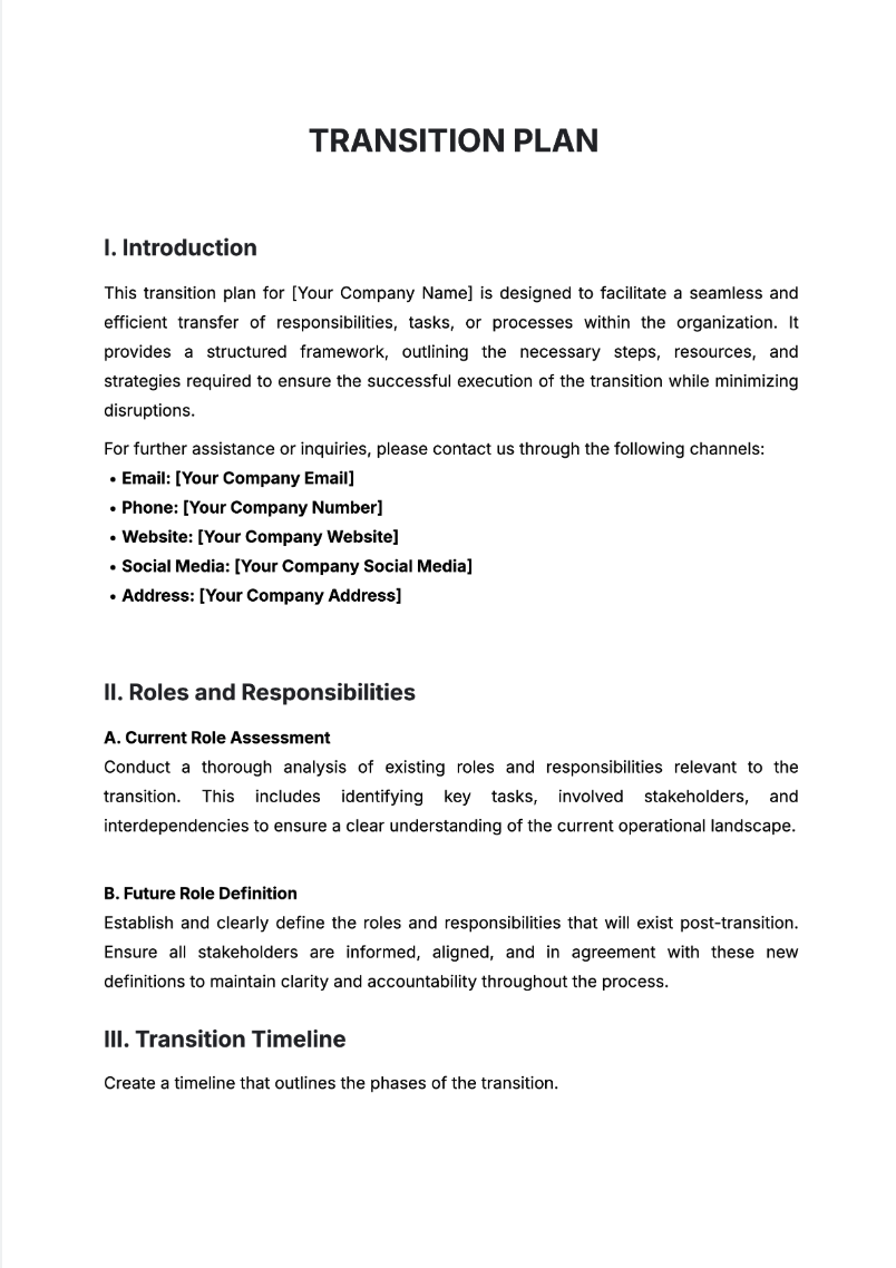 Free AI Transition Plan Generator, Free Transition Plan Maker Online Tool