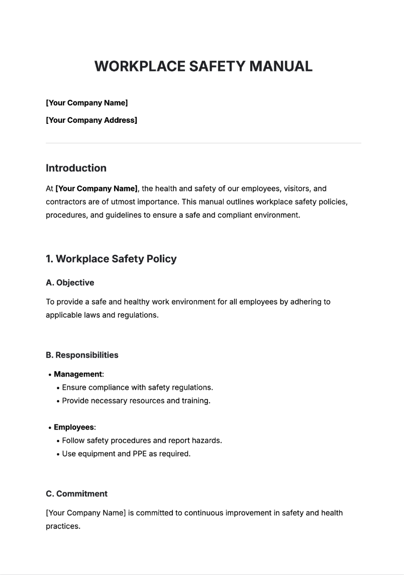 Free AI Workplace Safety Manual Generator, Maker Online Tool