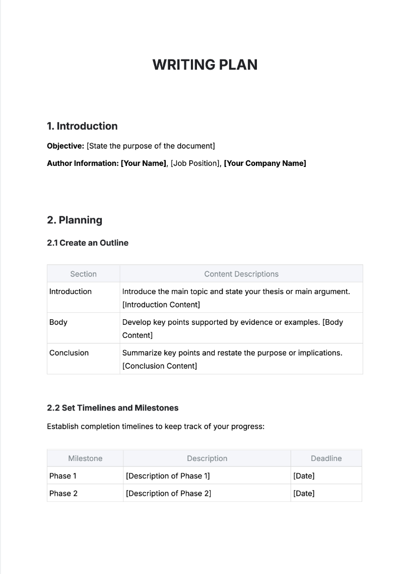 Free AI Writing Plan Generator, Free Writing Plan Maker Online Tool