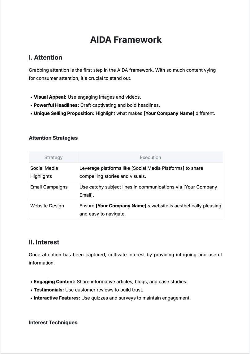 Free AIDA Framework Generator: Create Online Tool