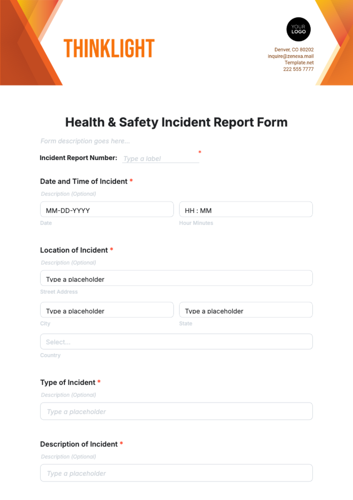 Free Health & Safety Incident Report Form Template to Edit Online