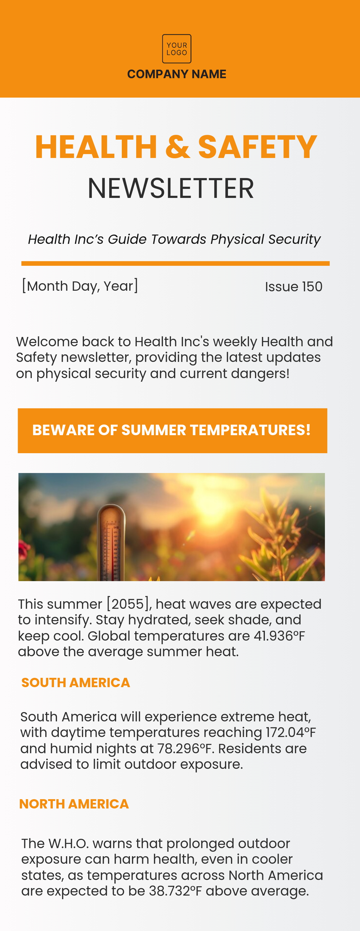 Free Health & Safety Newsletter Template to Edit Online