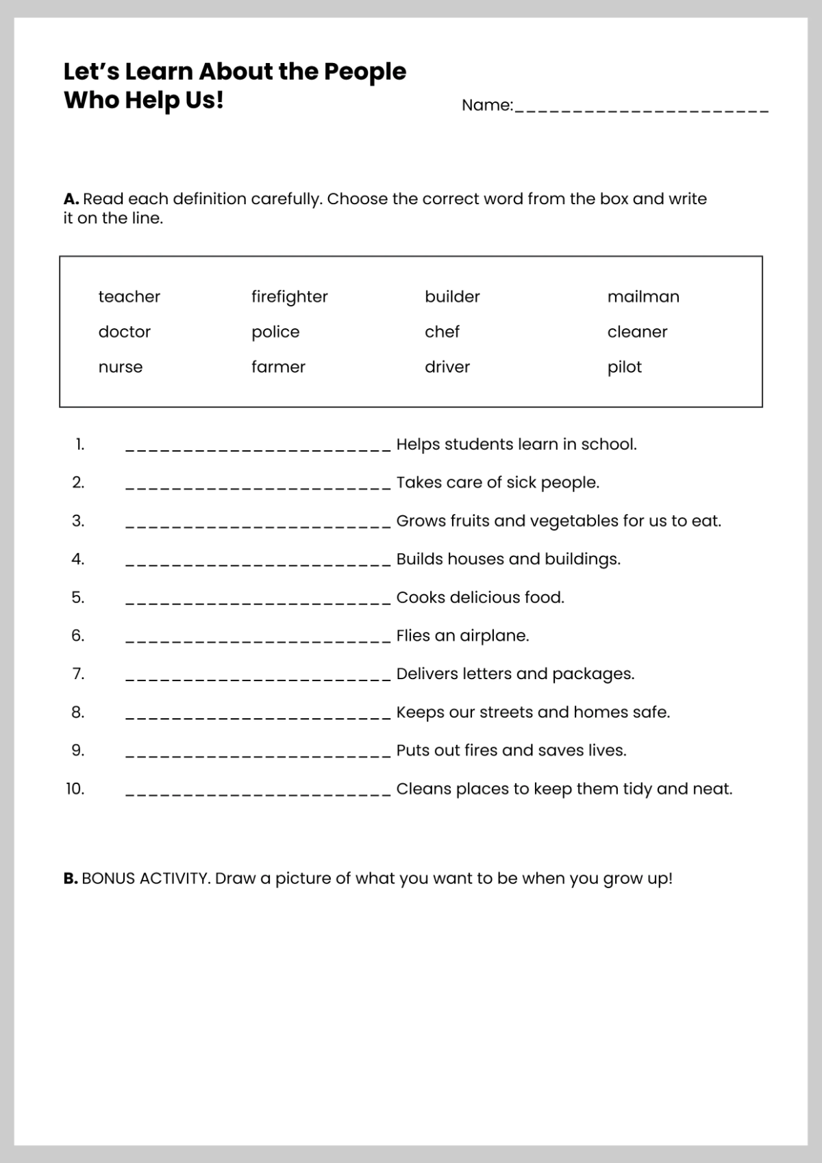 Labor Day Worksheet for Kids Template
