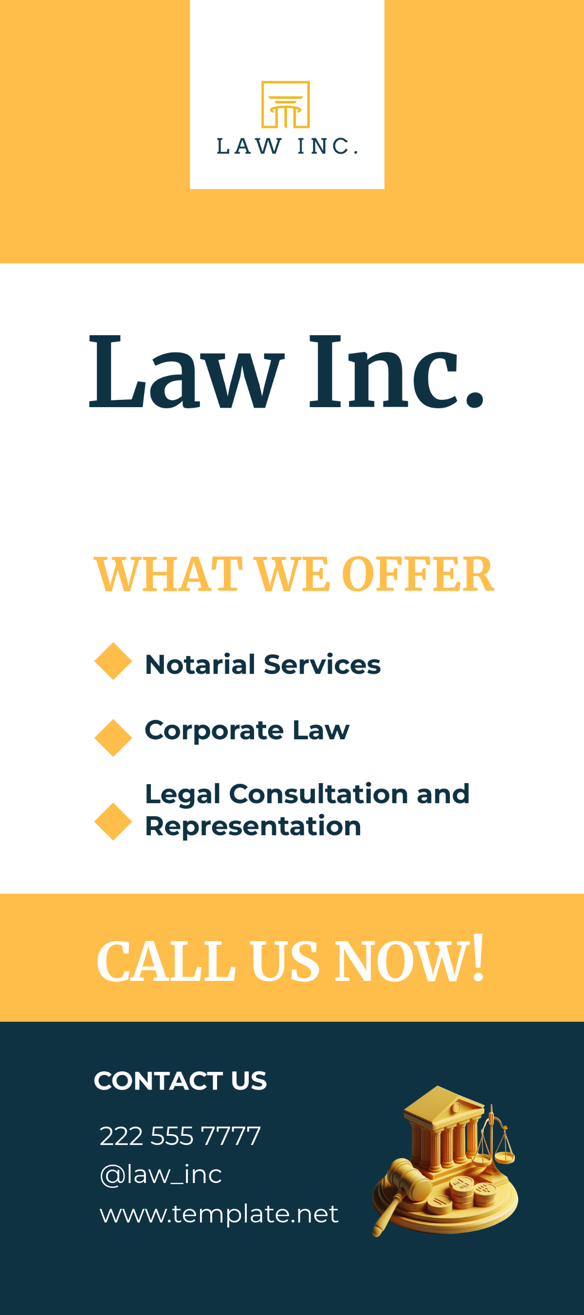 Free Legal Lawyer Rack Card Template to Edit Online