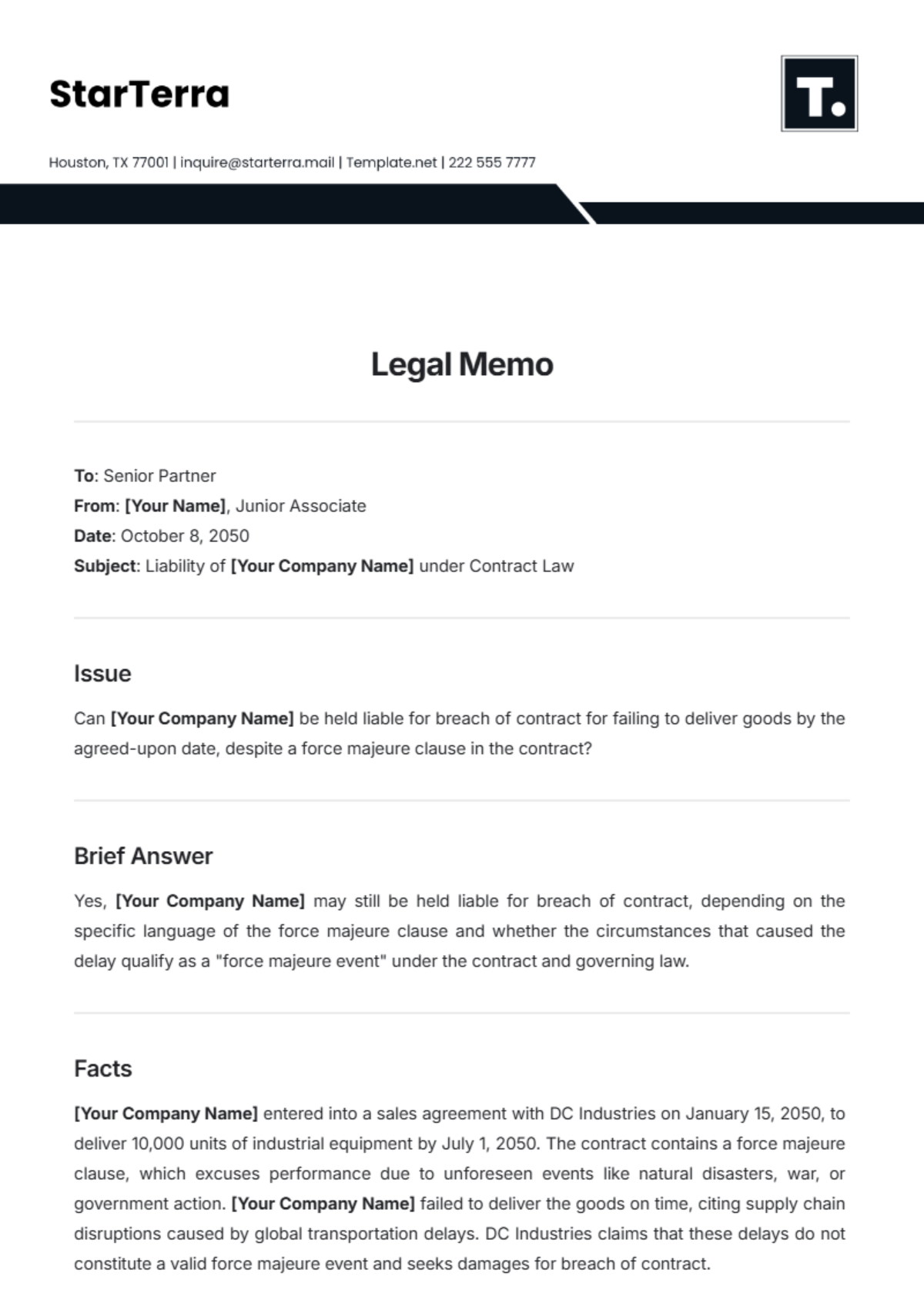 Free Legal Memo Template to Edit Online