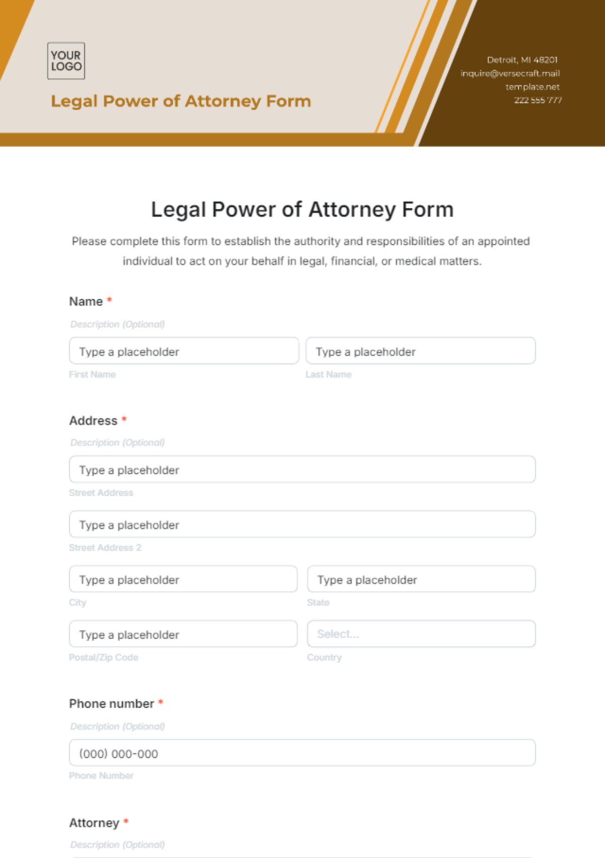 Free Legal Power of Attorney Form Template to Edit Online